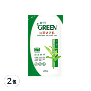 GREEN 綠的 抗菌沐浴乳補充包 綠茶精油, 700ml, 2包