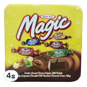 tayas 塔雅思 MAGIC榛果風味巧克力 星星鐵盒造型, 500g, 4盒