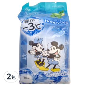 mandom Happy Deo Body Sheet 涼感濕巾 20 x 14cm 薄荷香 36張, 210g, 2包