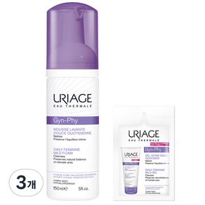 URIAGE 優麗雅 Dermis 溫和泡沫 + 溫和凝膠 3 毫升女性潔面乳, 3個, 150ml