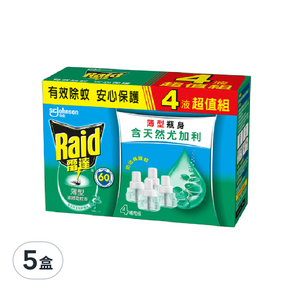 Raid 雷達 超智慧薄型液體電蚊香補充瓶4入組, 164ml, 5組