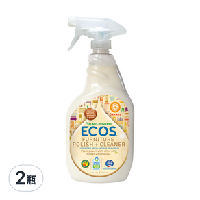 ECOS 天然木質傢具保養劑 柑橘橙香, 650ml, 2瓶