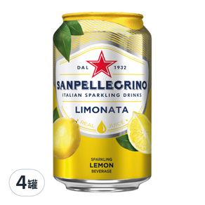 SANPELLEGRINO 聖沛黎洛 氣泡水果水 罐裝-檸檬口味, 330ml, 4罐