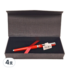 Pentel 飛龍文具 金屬鋼珠筆 K611B-AT, 紅軸, 4支