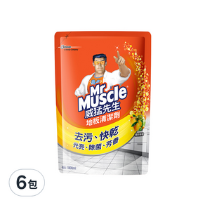 Mr Muscle 威猛先生 地板清潔劑補充包 清新檸檬, 1.8L, 6包