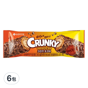 LOTTE 樂天 CRUNKY 可可脆棒, 30g, 6包