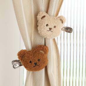 Decoton 軟熊窗簾夾 2件套, 米色+棕色, 1組