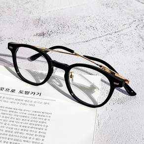 TheBrille 中性時尚圓形混合金屬角框 5540