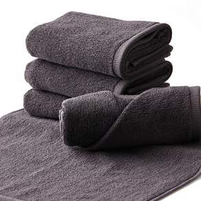 30支棉素色毛巾 120g, 5個, 深灰色