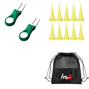 NAYA STYLE Golf Green Fork Repairer 2p + HDPE Golf Short Tee 10p + Pouch Set GFYP-38-1+163-1PU, 混色