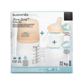 suavinex 蘇維妮 Zero Zero 仿母乳觸感矽膠奶瓶 180ml*1+替換防脹氣奶瓶內袋*1+替換奶嘴*1 0個月以上, 1組