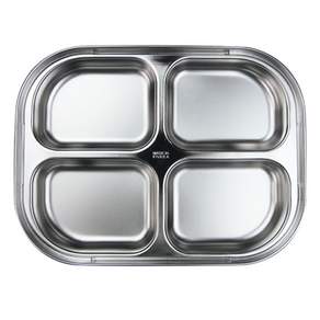 Basic 不銹鋼 4 孔食物盤, 銀, 1個