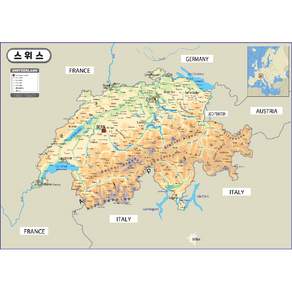 Map.Come 地形塗層瑞士地圖 110 x 78cm + 國家世界地圖集, 1套