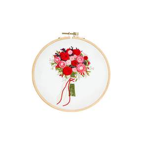 簡易紅花刺繡材料組 n87 20cm, 男女通用