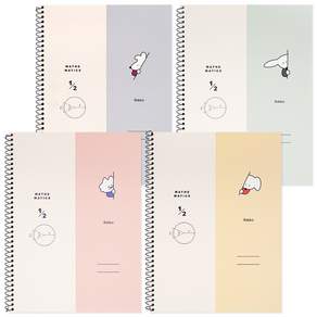 moong9 對分線數學筆記本 4入, 灰色，綠色，粉紅色。黃色的, 1組