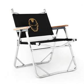 Marvel 漫威 復仇者聯盟 鋼鐵人折疊休閒露營椅 附收納袋, 黑色, 1個