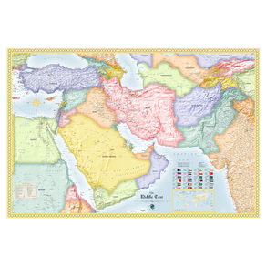 Map.Come 中東地圖行政塗層小號 110 x 78cm, 1個