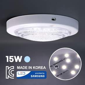 LED 圓形入口樓梯走廊陽台 15W 乾燥感應燈, 1個, 日光（白色）