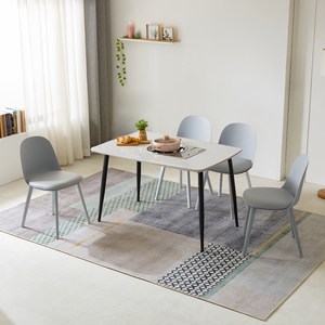 노아가구 체르 1200 세라믹 불판 테이블 4인용 + 로스터 + 의자 4p 세트 방문설치, 화이트(식탁), 그레이(의자), 일반의자 4