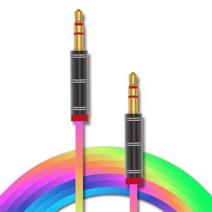 칼론 무지개 패브릭 AUX 스테레오 케이블, 블랙, 1개