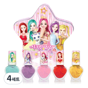 리틀블링 시크릿쥬쥬 별의여신 틴케이스 어린이 네일 5종 세트, 혼합색상, 4개