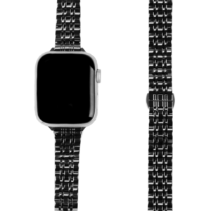 모할랩 애플워치 호환 슬림 투라인 메탈 스트랩 + 보호필름 1p, 42mm, 02 블랙
