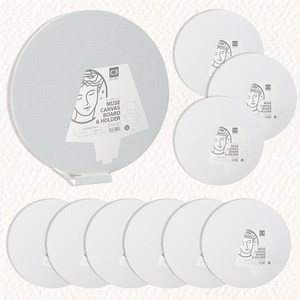 뮤즈 프레임없는 면천 캔버스보드 원형 C3 사이즈 22cm 10개입, 1세트