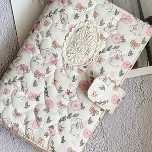 몽쉐리103 사랑스러운토끼 패브릭 플라워 북커버 성경책커버 파우치, A6