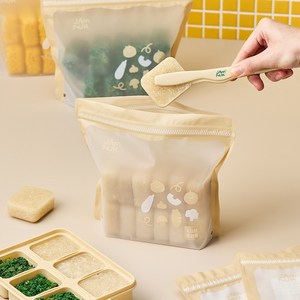 잼먹 지퍼꽉 이유식큐브 보관 이유식 저장, 15개, 베이지_L, 1.5L