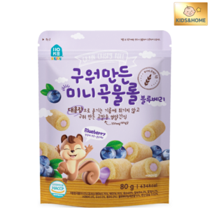 홈앤키즈 유아용과자 구워만든 미니 곡물롤, 블루베리맛, 80g, 1개