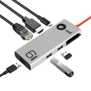 USB3.0허브 C타입 4K HDMI모니터 PD100W충전 멀티포트 분배기 기가랜카드 미러링 확장 컨버터 노트북 맥북, 1개