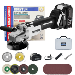 BORYTUN 독일기술 무선 그라인더 전동 충전식 브러시리스 마끼다 배터리 호환 핸드 프리미엄 앵글 절단 연마 광택 3가지 모드 조절, 1세트, 본품 + 배터리1개