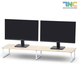7NC 울트라형 듀얼 모니터받침대 가로1100x폭310mm 초대형 높은 모니터선반 우드, 1개, 15cm눈높이_(38Y)베이지