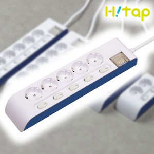 현대일렉트릭 하이탭 개별스위치 2800W 과부하차단 국산 멀티탭 콘센트, 5구, 1개