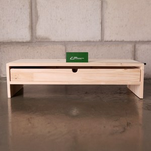CM Factory 원목 듀얼 모니터 받침대 서랍, 6. 기본2단+서랍 (가로54x세로23x높이14)