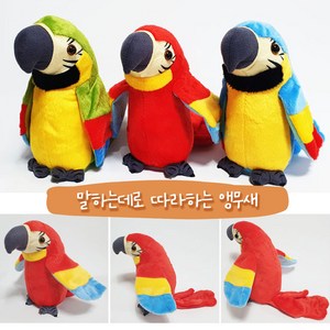 파피앙 앵무새인형 말 따라하는 앵무새 인형 말하는 앵무새 -건전지포함(완구인증/전파인증), 앵무새-녹색, 1개, 23cm