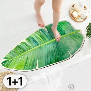 투데이리빙 1+1 리프 빨아쓰는 규조토 발매트 인테리어 현관 거실 주방 욕실 물흡수 미끄럼방지 화장실 다용도 발판 발수건 매트, R98366B(B타입, 2개
