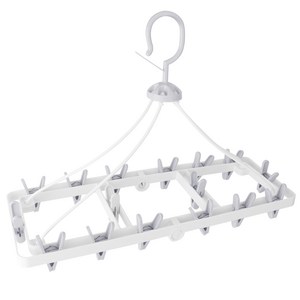 다목적 접이식 다수 클립 수건 내의 양말 건조대 걸이형 소형 공간절약 44x15x30cm 16개 클립, 화이트