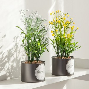 네츄럴안개캔화분set 30cm 조화 인테리어, 옐로우, 3개