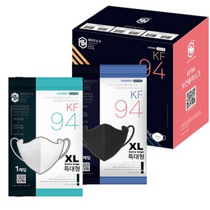 빅슈가라이트 특대형 XL KF94 얼큰이 새부리형 황사 방역 보건용 마스크, 블랙, 1개