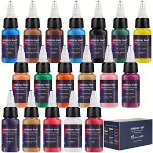 에어브러쉬 물감 컬러 20ml 18종 세트, 18개, 18색