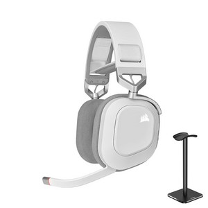 커세어 HS80 RGB WIRELESS 게이밍 헤드셋, 화이트+거치대