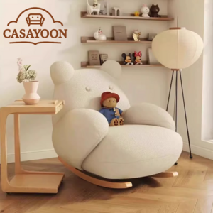 CASAYOON 1인용 흔들 안락 수유 의자 1인소파 1인쇼파 스윙체어 유아의자 곰돌이 판다의자 세탁가능쇼파 분리세탁 스툴, 핑크