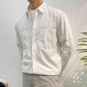 해피유통 남성용 셔츠 남방 베이직 데님셔츠 슬림핏 버튼 투포켓 상의whyl