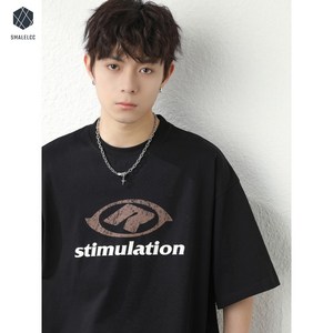 SMALELCC 루즈핏 반팔티 데일리 심플 반팔티셔츠라 프린트 티셔츠 남자반팔티 YP312