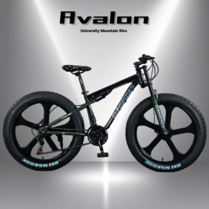 AVALON 팻바이크 풀샥 MTB 산악자전거 고출력 광폭 타이어, 26인치 블레이드휠 x 7단, A.블루블랙, 1개