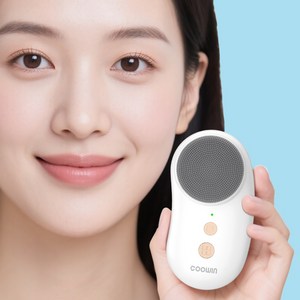 Coowin쿠윈 2in1 진동클렌저 실리콘 세안 브러쉬+온열 마사지 피부 관리, 화이트