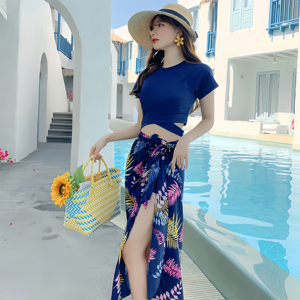 수영복 3종 세트 빅사이즈 체형커버 반바지 비치 워터파크, style2