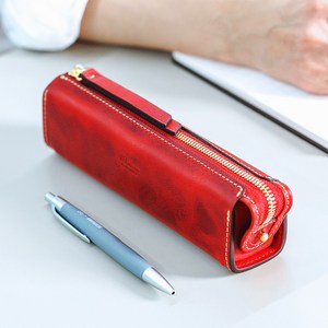 헤르만 바스토 핏 펜케이스 - 진심을 담아 멋지게 만들었습니다 가죽 필통 가죽 펜슬케이스, 왁시드 레드, 금박 각인
