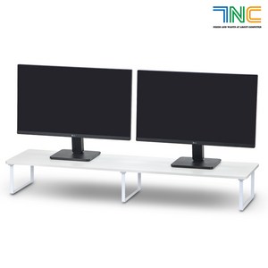 7NC 울트라형 듀얼 모니터받침대 가로1100x폭310mm 초대형 높은 모니터선반 우드, 1개, 15cm눈높이_(39W)화이트